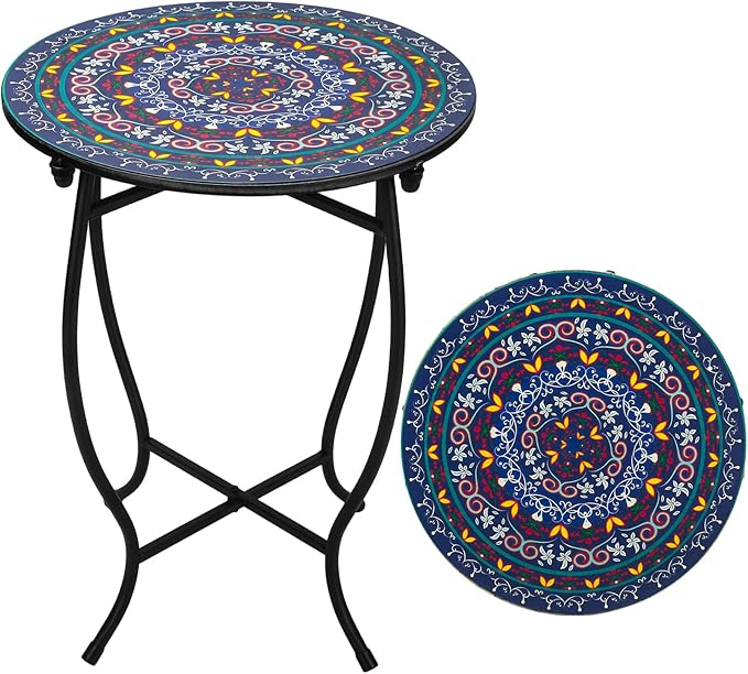 Outdoor Metal Side Tables, 14" Round Patio Side Table - Photo 1