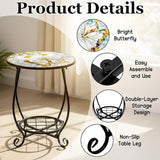 Outdoor Patio Side Table - 14" Metal Small Round Coffee Tables - Photo 4