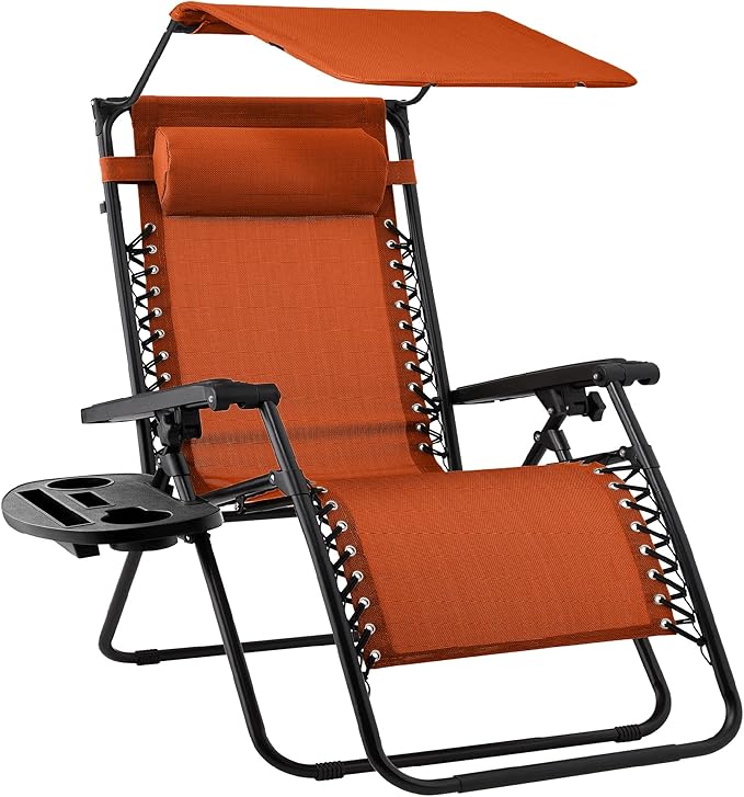 Best Choice Products Folding Zero Gravity Outdoor Recliner Patio Lounge Chair w/Adjustable Canopy Shade, Headrest - Photo 1