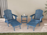 SoliWood Set of 2 Oversized Outdoor Wooden Folding Adirondack Chair with Retractable Ottoman - Photo 2