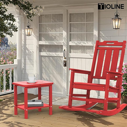 Patio Side Table, Outdoor HDPE Adirondack End Table for Patio,Outdoor Side Table for Backyard, Garden, Pool, Lawn,Red