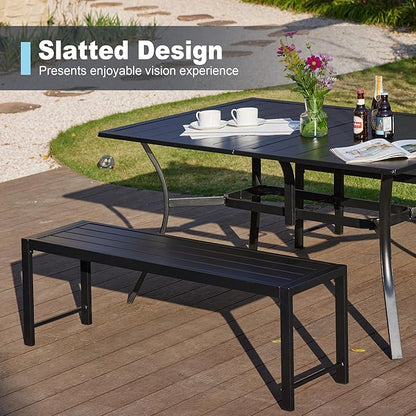 VICLLAX Outdoor Bench 2 Pieces, 51" Long Garden Bench, Backless Porch Patio Bench Metal Park Bench, Black