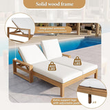 Outdoor Double Lounge Chair with 5-Position Adjustable Backrest for Each Seat - Photo 5