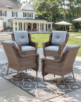 Patio Wicker Chairs Outdoor Furniture Chair - Set of 4 Outside All Weather Lawn Dining Brown Rattan Armchair with High - Photo 6
