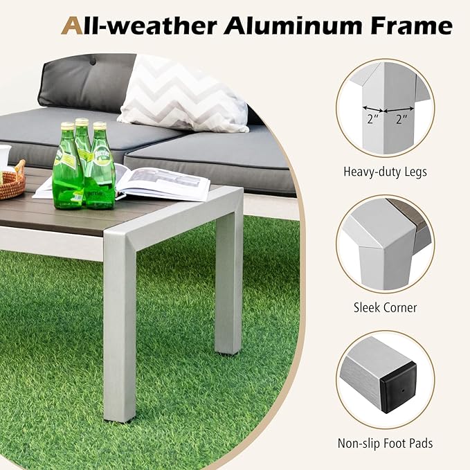 Tangkula Aluminum Outdoor Coffee Table - Photo 5