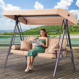 3 in 1 Outdoor Porch Swing with Adjustable Canopy, 3 Seat Outdoor Swing for Adults - Photo 1