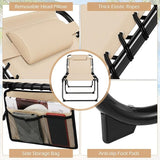 Giantex 2-Pack Lounge Chair Outdoor, Folding Tanning Chair with 4 Adjustable Positions, Removable Headrest, Footrest - Photo 4