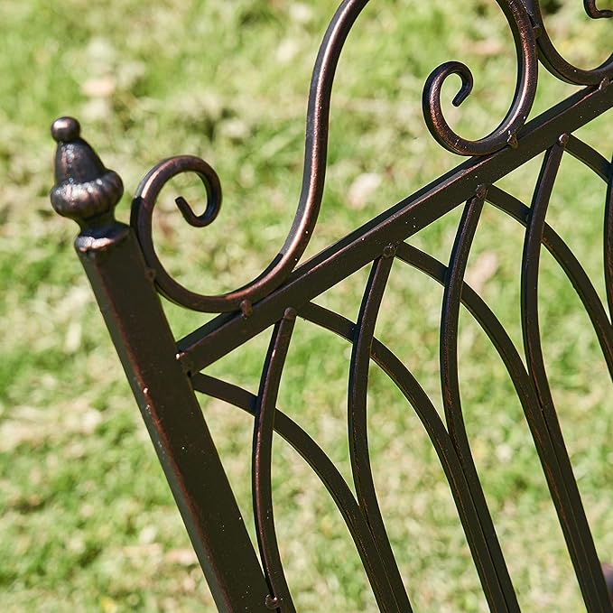 Zaer Ltd. Outdoor Metal Rocking Arm Chair/Bench (Arm Chair, Bronze)
