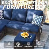 3 Pieces Patio sectional Sofa Set, Outdoor Conversation Furniture Set, 78" 3-Seat Couch with 2 Ottomans - Photo 6