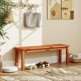 Tangkula Outdoor Wood Bench, 2-Person Backless Patio Garden Bench with Slatted Seat - Photo 5