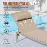 Domi Patio Chaise Lounge Set of 3, Aluminum Pool Lounge Chairs with Side Table - Photo 3
