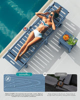 SERWALL Outdoor Chaise Lounge Set of 2 with 9FT Umbrella, HDPE Pool Lounge Chair with 5-Position Adjustable Backrest - Photo 7