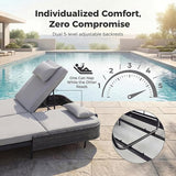 BULEXYARD 51.2" Double Chaise Lounge Outdoor, 2-Person PE Wicker Patio Daybed with Dual 5-Position Adjustable Backrest - Photo 5