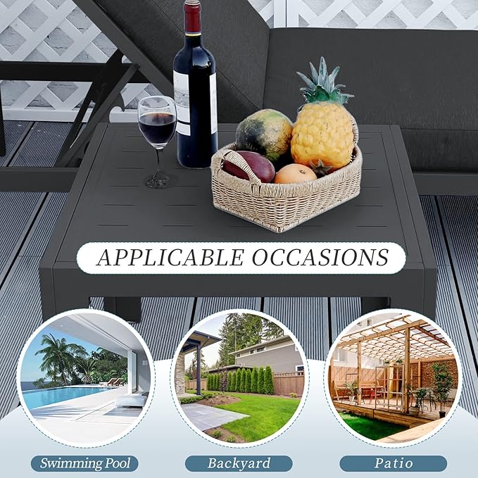 NICESOUL® 2 Pieces Aluminum Tables Side Tables Grey Tea Tables for Outdoor Patio Porch Backyard Furniture Pieces in Pairs Charcoal Grey