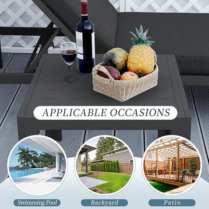 NICESOUL® 2 Pieces Aluminum Tables Side Tables Grey Tea Tables for Outdoor Patio Porch Backyard Furniture Pieces in Pairs Charcoal Grey