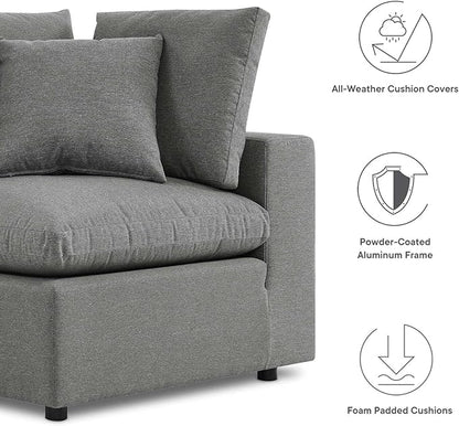 Modway Commix Outdoor Patio Overstuffed Loveseat in Charcoal