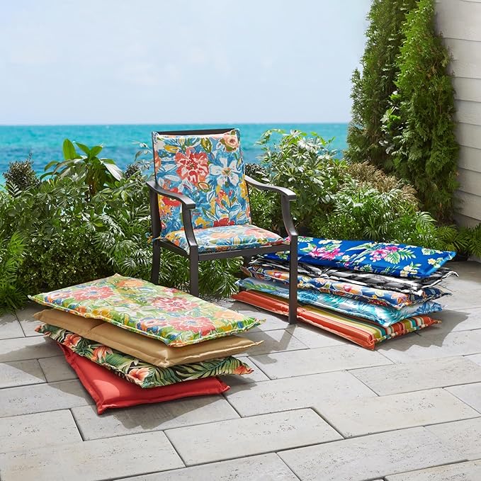 BrylaneHome Hinged Back & Seat Cushion - 21.5" H Seat Back - Patio & Outdoor - Water, Stain & Fade Resistant - Geranium - Photo 3
