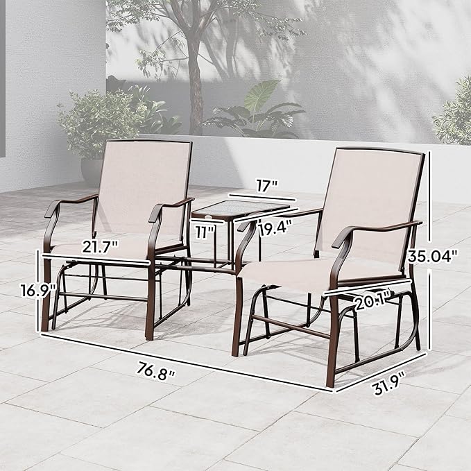 Outsunny Outdoor Glider Chairs with Coffee Table - Photo 3