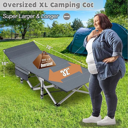 H&ZT Adults Patio Chaise with Mattress, Outdoors Portable Bed Frame for Adults