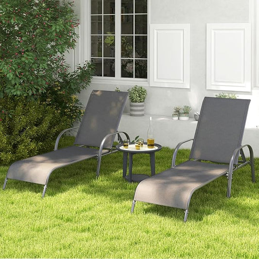 Tangkula Lounge Chair Outdoor, Patio Chaise Lounge with Adjustable Backrest, Reclining Pool Lounge Chair for Outside with Heavy Duty Steel Frame, Suitable for Beach, Yard, Balcony, Poolside