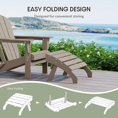 WestinTrends Dylan Outdoor Patio HDPE Adirondack Ottoman Footrest, Weathered Wood