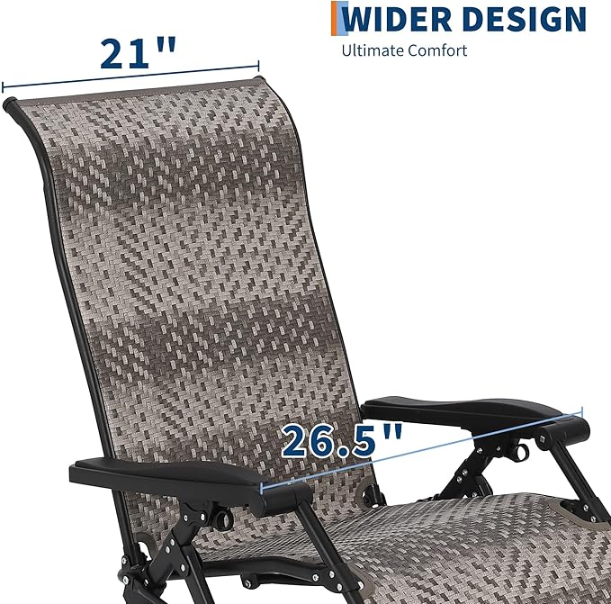 1 Pack Portable Rattan Chaise Lounge Chair, 330lb Capacity - Photo 4