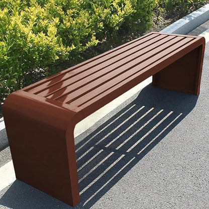 Indoor Outdoor Backless Bench,Stainless Steel Garden Patio Porch Bench, Art Deco Alloy Picnic Bench,Modern Multicolor Park Bench, Waterproof Metal Garden Bench,Steel Frame Outdoor Bench(Brown)