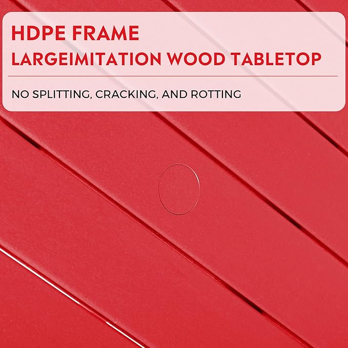 Costaelm Patio Conversation Table, Tatio Accent HDPE Outdoor Weather Resistant, Square Outdoor Porch Balcony Patio Drink Table for Outside, Pool, Backyard, Red