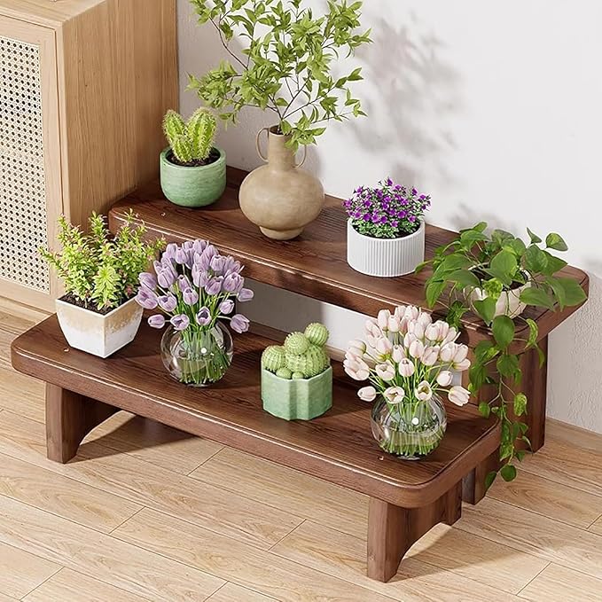 24-59inch Garden Benches for Outdoors, Wooden Bedroom Bed Bench, Indoor Flower Pot Display Rack for Entryway, Living Room, Garden, Patio, Porch, Deck(L24xW7.9xH9.8inch)