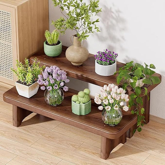 24-59inch Garden Benches for Outdoors, Wooden Bedroom Bed Bench, Indoor Flower Pot Display Rack for Entryway, Living Room, Garden, Patio, Porch, Deck(L39xW7.9xH5.9inch)