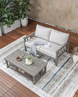 Outdoor Aluminum Loveseat Sofa, 2-Seat Patio Sofa with Thick Cushions, Outdoor Club Sofa Couch - Photo 4