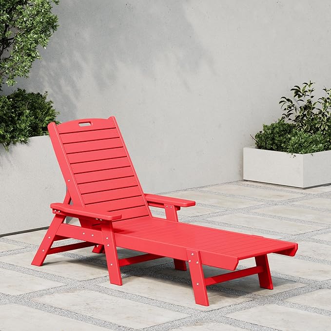 WestinTrends Malibu Poly Reclining Chaise Lounge Red