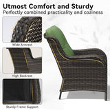 Patio Chairs Set of 2, Outdoor Wicker Patio Furniture Set with Thickened Olefin Cushions, High Back and Deep Seating - Photo 3