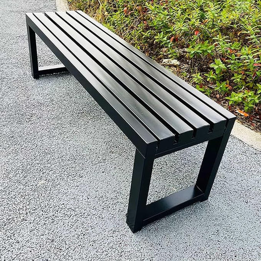 Outdoor Garden Bench, 3.3ft 3.9ft 4.9ft 5.9ft Metal Patio Benches Weatherproof Outside Backless Bench Front Porch Seat Outdoor for Park, Yard, Lawn and Backyard Outside Chair(Black,3.3ft)
