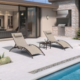 PURPLE LEAF Outdoor Oversized Chaise Lounge Chair Set of 3 Patio Pool Lounger Bronze Aluminum Chairs with Side Table - Photo 1