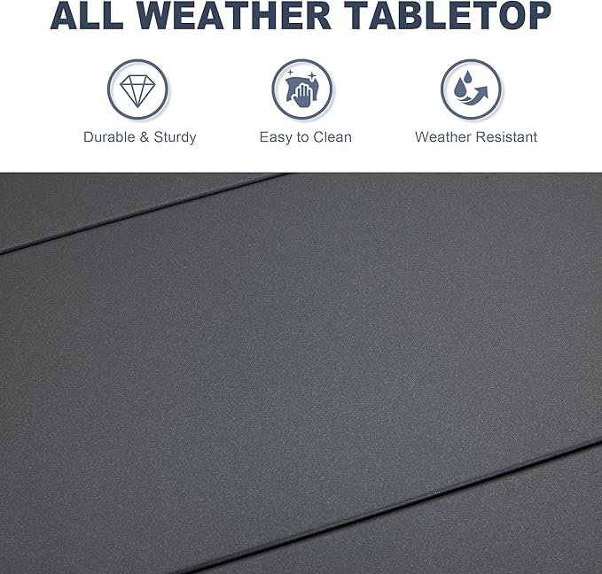 VICLLAX Outdoor Patio Dining Table for 4, Metal Square Patio Table with Umbrella Hole for Backyard Porch - Photo 4