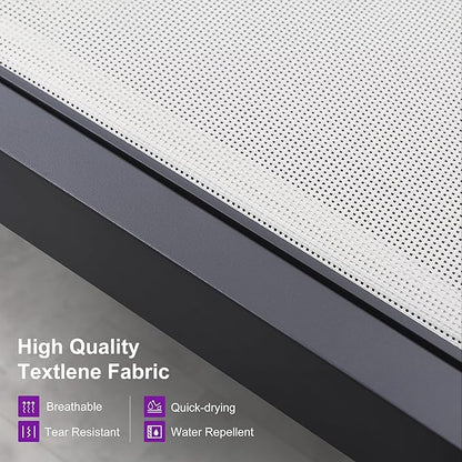 PURPLE LEAF Outdoor Oversized Lounge Chair Set Patio Chaise Pool Lounger Aluminum Frame with 2 Side Table and Wheels for Outside Sunbathing Tanning Recliner Including Pillows White