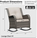 Outdoor Rocking Chair, Wicker Patio Chair with Thickened Olefin Cushions, High Back and Deep Seating - Photo 2