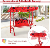Costzon Kids Porch Swing, All-Weather Patio Swing Bench Hammock w/Adjustable Canopy & Safety Belts for 2 Children - Photo 2