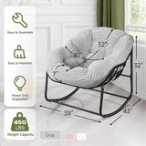 Indoor Rocking Chair, Oversized Outdoor Lounge Chair with Thick Corduroy Cushion & Straps - Photo 2