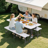 ZENY 6ft Plastic Folding Bench, Portable Outdoor Bench for Picnic Camping Dining Party Garden - Photo 2