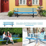 Heavy Duty Metal Park Bench for Outside, Outdoor Garden Benches with Backrest & Portable Frame - Photo 7