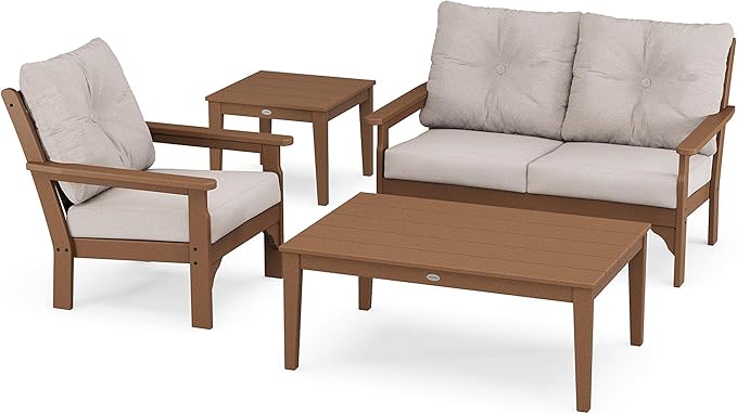 Vineyard 4-Piece Deep Seating Set (Teak/Dune Burlap)