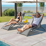 DWVO Outdoor Chaise Lounge Chair Set, 3-Piece Patio Lounge Chairs with Coffee Table & 5-Position Adjustable Backrests - Photo 5