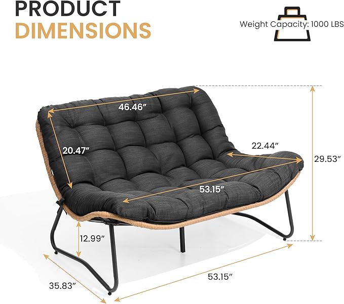 Crestlive Products Outdoor Loveseat 3PCS, Outdoor Sofa Set - Photo 2