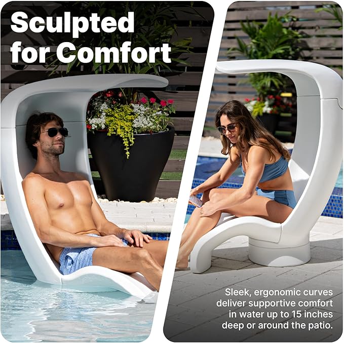 Step2 Mondello Chair with Shade, Outdoor/Indoor Waterproof Patio Furniture, Pool Lounger - Photo 3