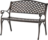 Merax Outdoor Garden Bench 41" Cast Aluminium Bench for 2 Person Seat with Backrest Armrests - Photo 1