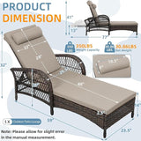 Outdoor Chaise Lounge Chair, PE Wicker Long Recliner Patio Lounge Chair with Cushion - Photo 2