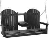 LuxCraft 5' Adirondack Hanging Porch Swing with Flip Down Console, 2 Person Swing, Outdoor Patio Swing - Photo 1