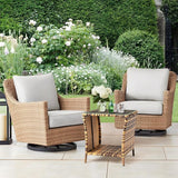 Wicker Rattan Side Table, Outdoor Square Rattan Coffee End Table Patio Wicker Table with Tempered Glass Top and Storage - Photo 8